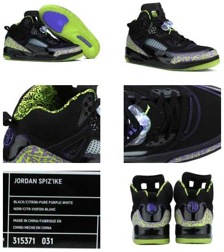 Authentic Air Jordan Spizike Black Citron Pure Purple White Shoes
